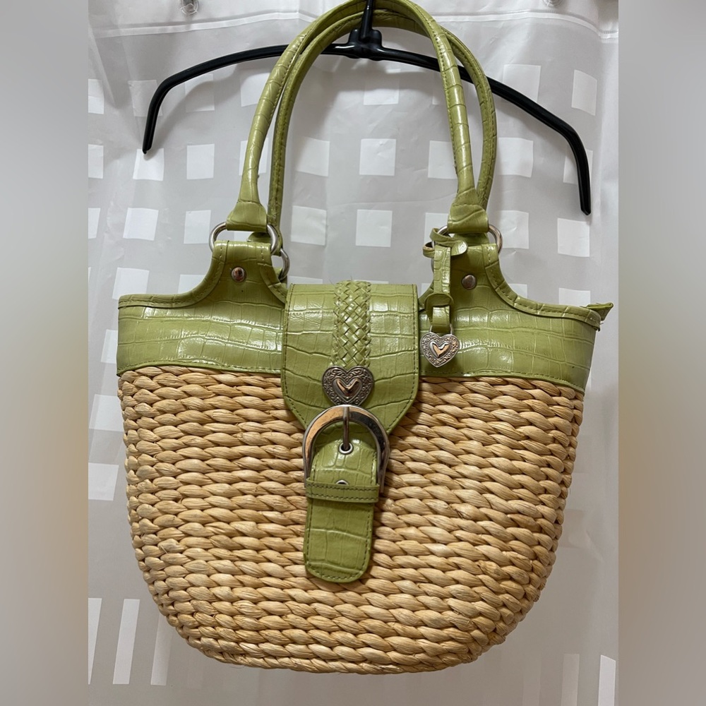 Unbranded woven top handle purse faux croc